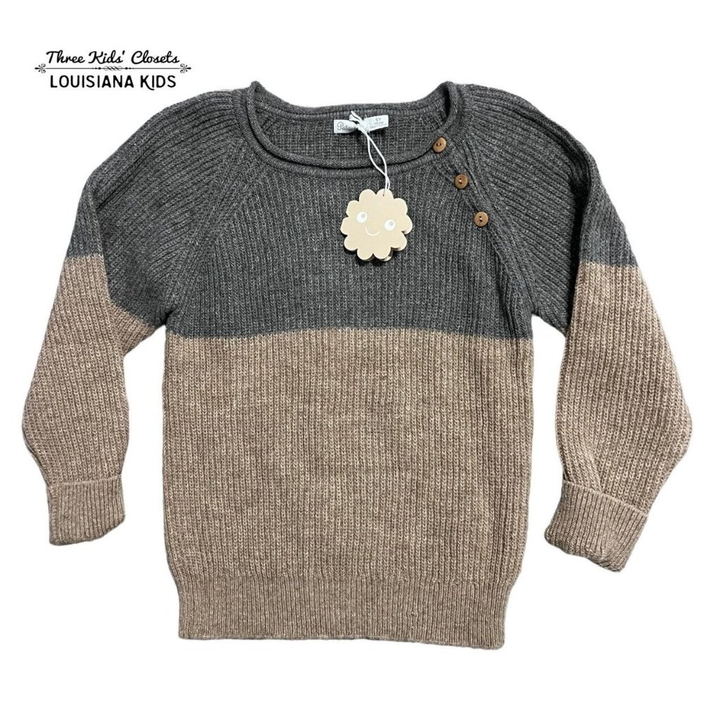 NEW Patachou Boys 5Y Tan & Grey Wool Blend Sweater